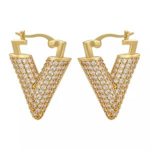 🆕 Beautiful Dainty 18k Micro Pavè Diamond Triangle Geometric Drop Earrings NWT